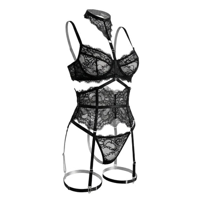 Floral Lace Corset Four Piece Set