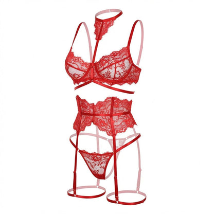 Floral Lace Corset Four Piece Set