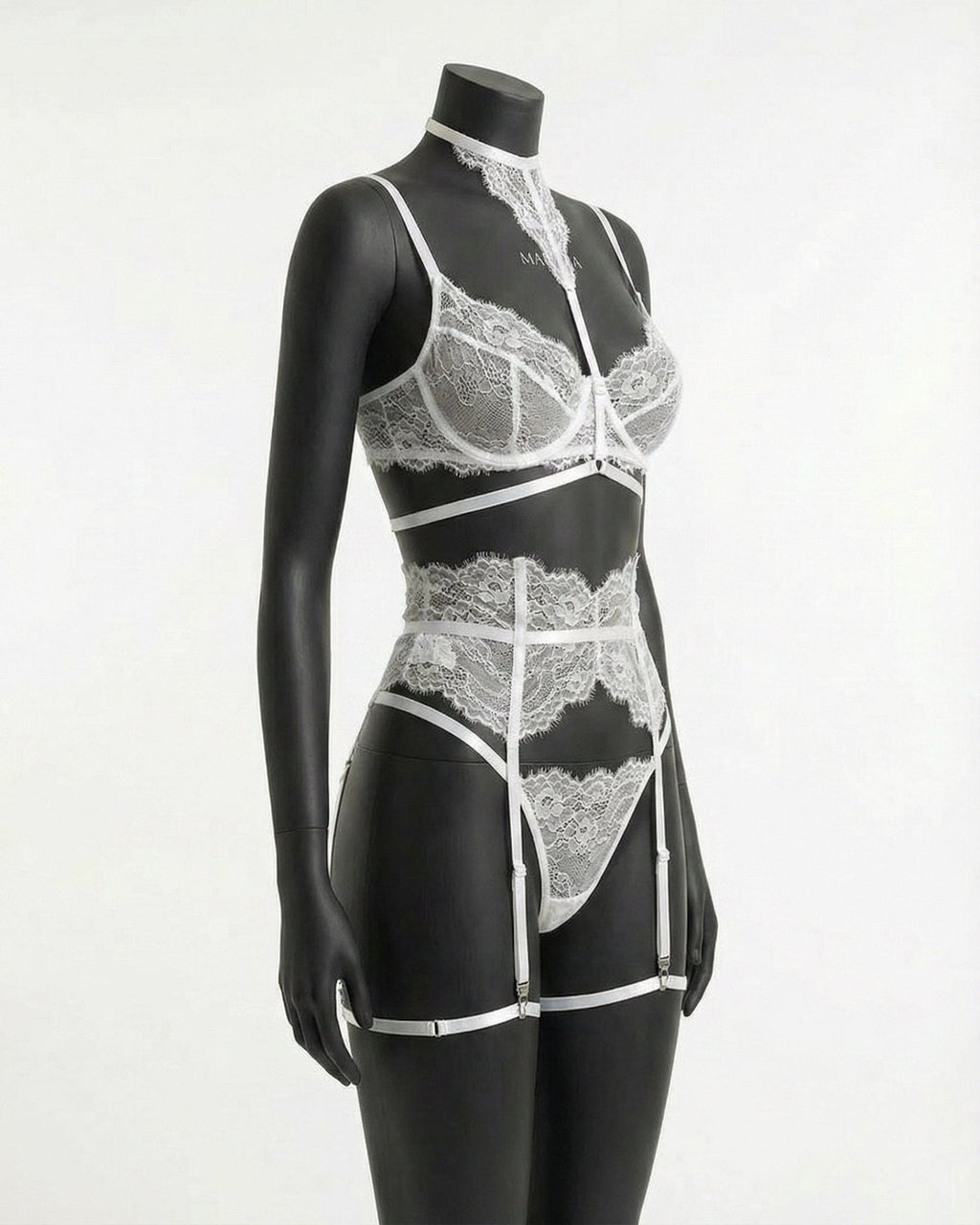 Underwired Bra and Corset Combo with Floral Lace - 4 Piece Lingerie Set - AR UNIVERSALghntshLingerie Sets
