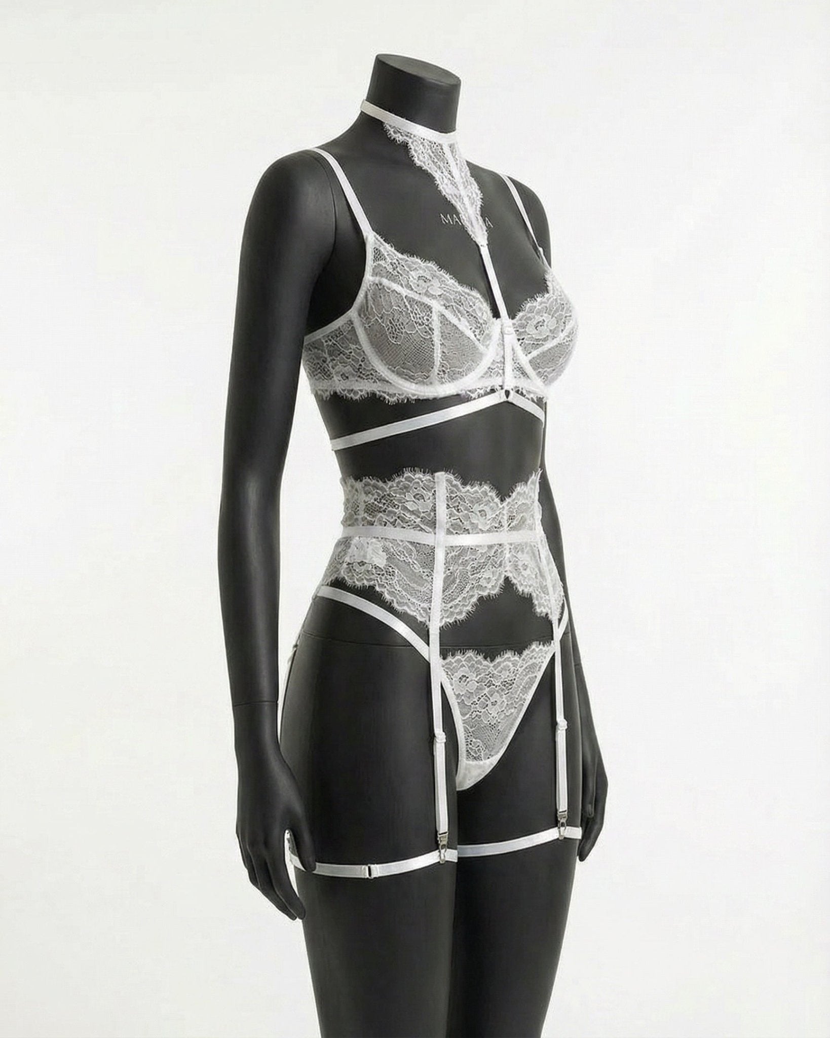 Underwired Bra and Corset Combo with Floral Lace - 4 Piece Lingerie Set - AR UNIVERSALghntshLingerie Sets