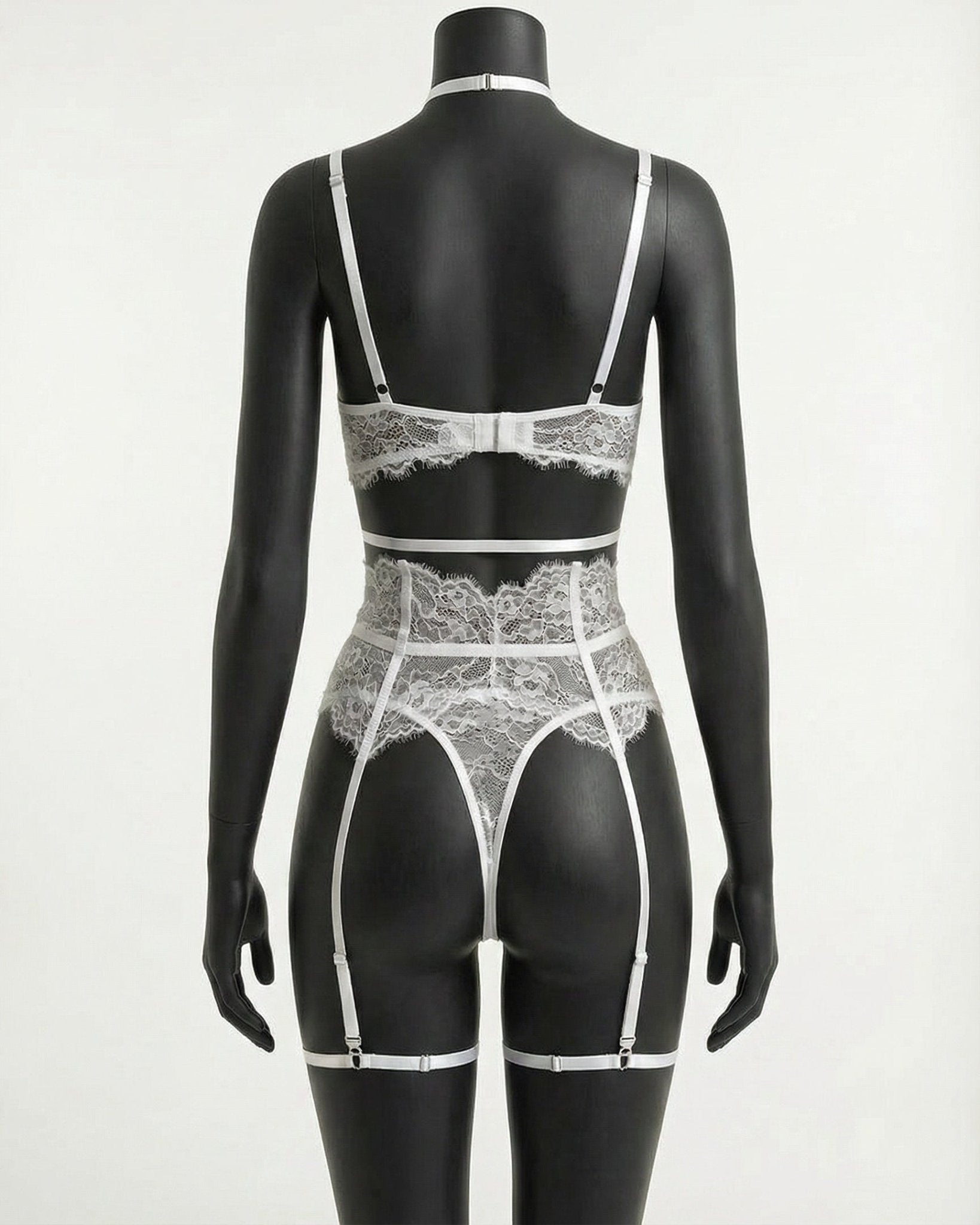 Underwired Bra and Corset Combo with Floral Lace - 4 Piece Lingerie Set - AR UNIVERSALghntshLingerie Sets