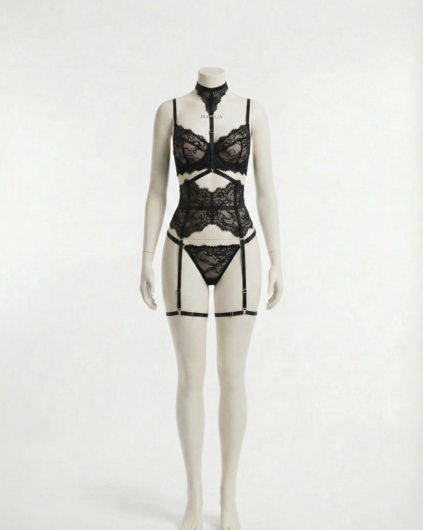 Floral Lace Corset Four Piece Set