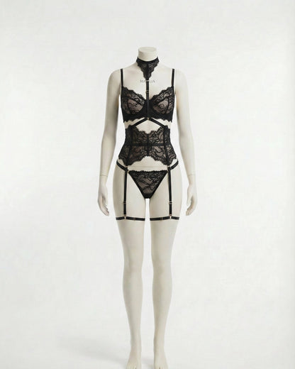 Floral Lace Corset Four Piece Set