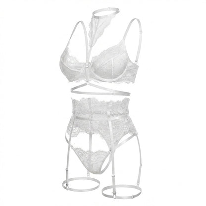 Floral Lace Corset Four Piece Set