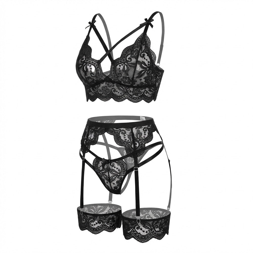 Elegant 4-Piece Lace Lingerie Set - AR UNIVERSALghntshLingerie Sets