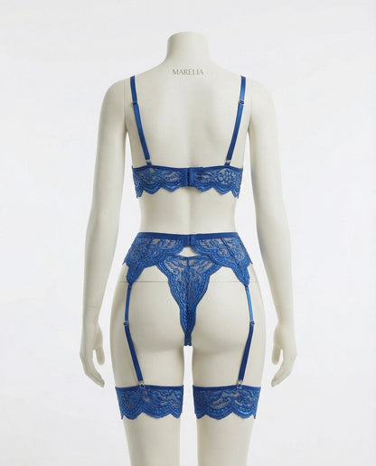 Floral Lace Four Piece Lingerie Set