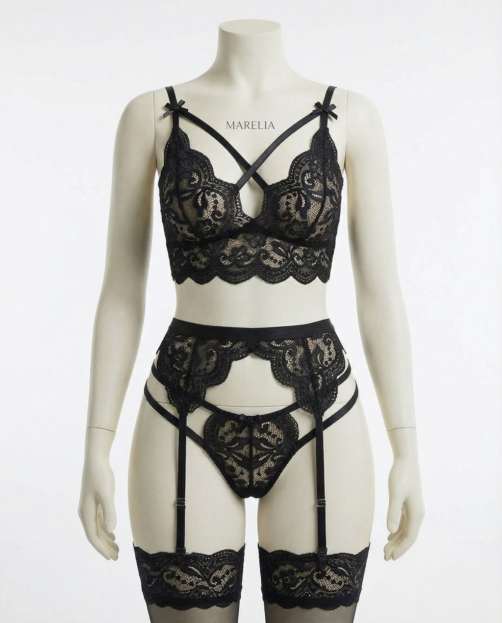 Elegant 4-Piece Lace Lingerie Set - AR UNIVERSALghntshLingerie Sets