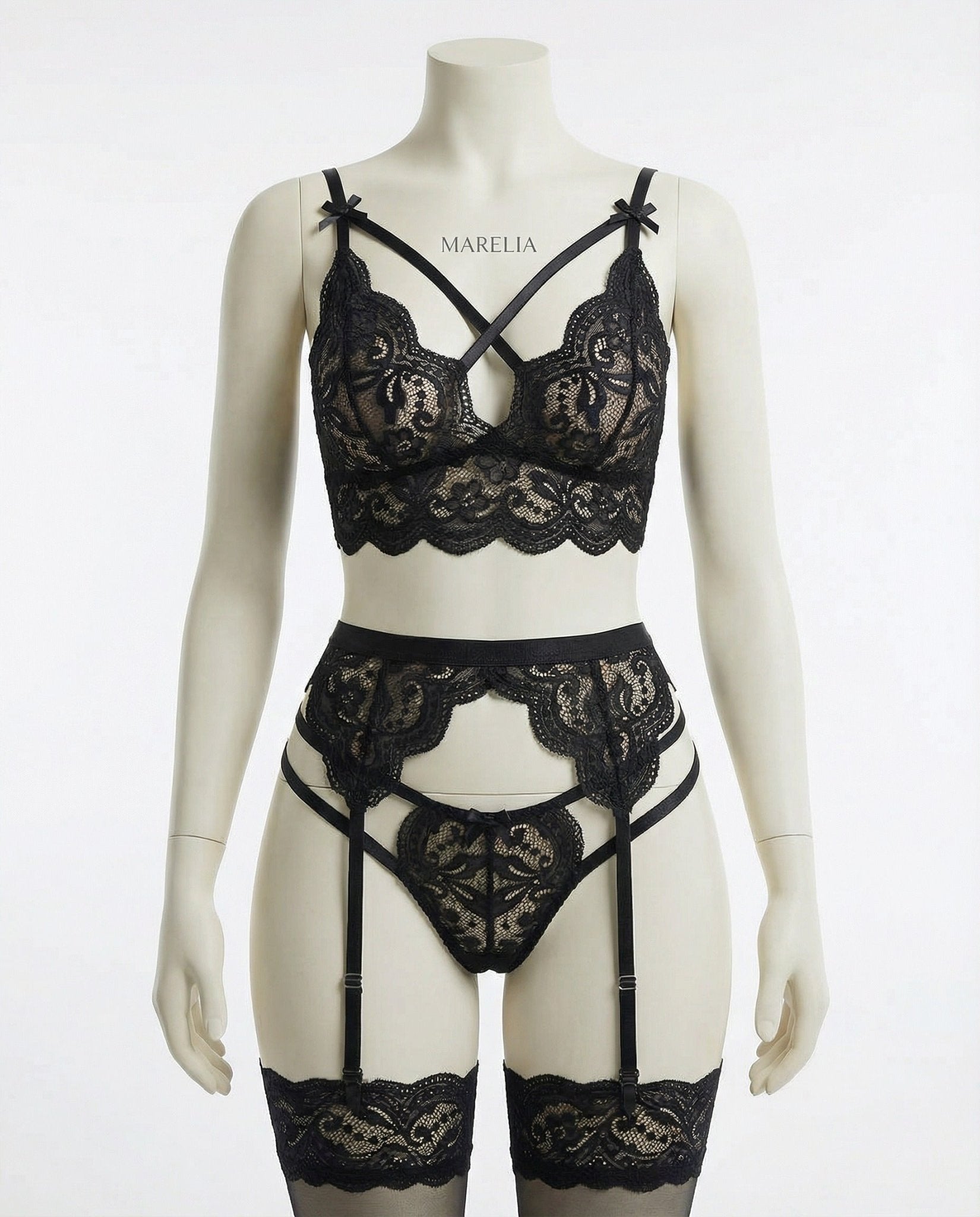 Elegant 4-Piece Lace Lingerie Set - AR UNIVERSALghntshLingerie Sets
