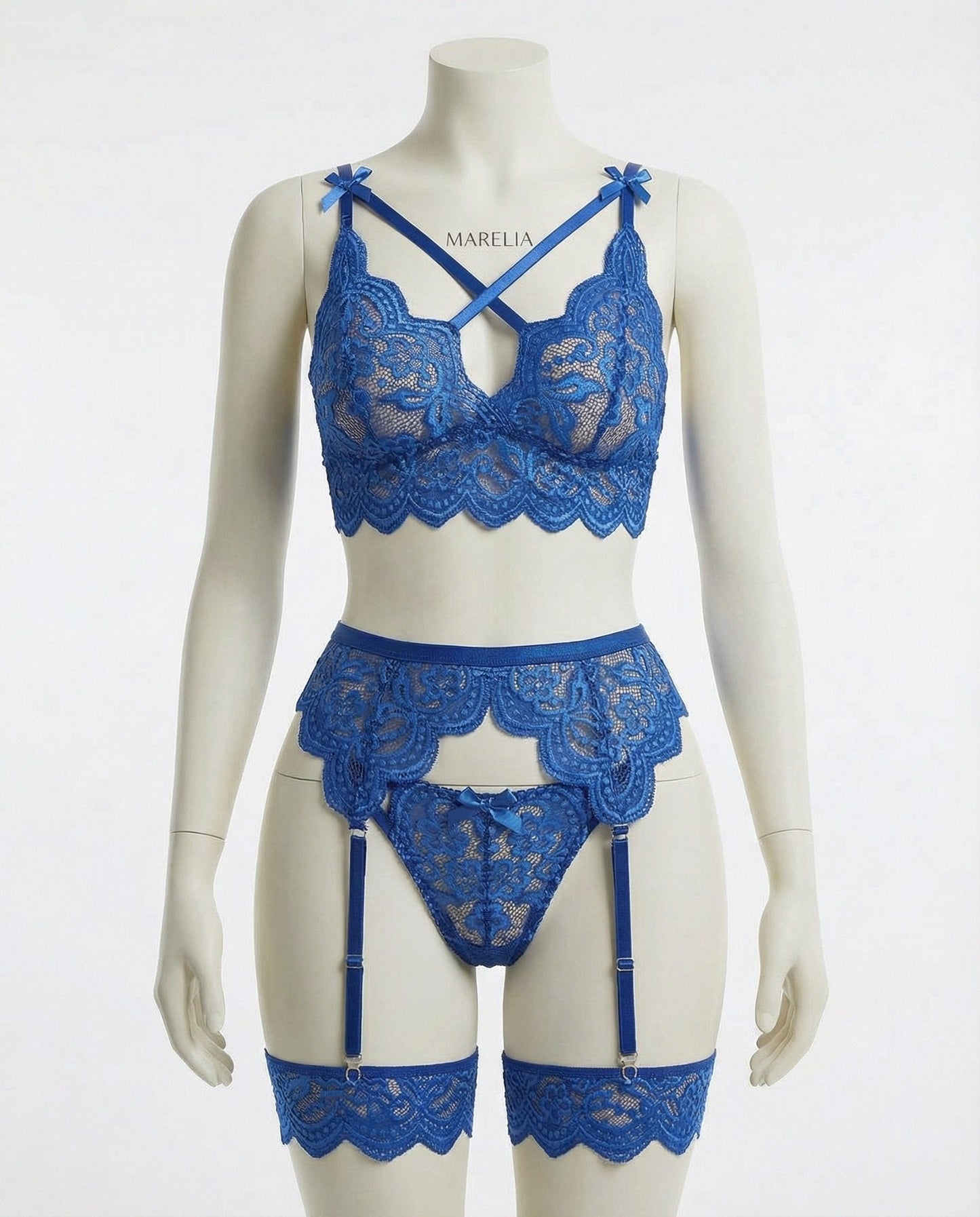 Floral Lace Four Piece Lingerie Set