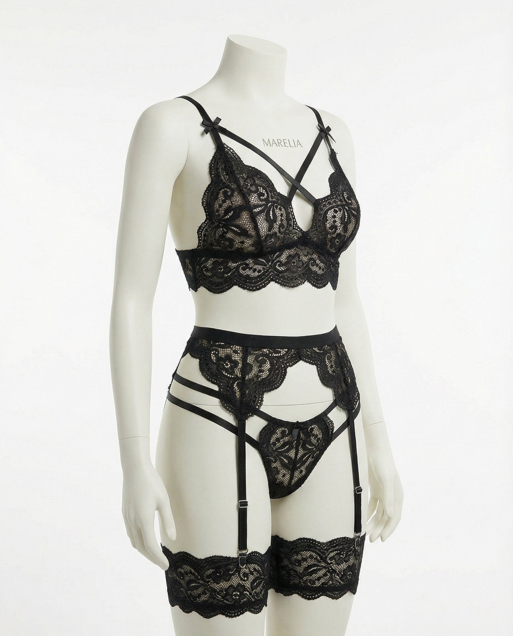 Elegant 4-Piece Lace Lingerie Set - AR UNIVERSALghntshLingerie Sets