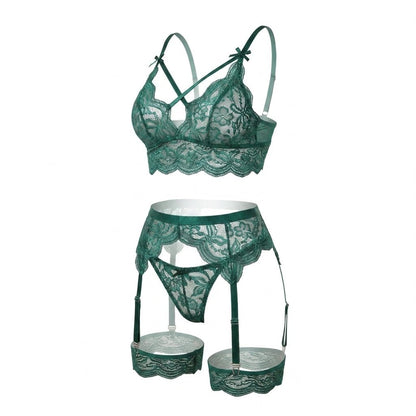 Floral Lace Four Piece Lingerie Set