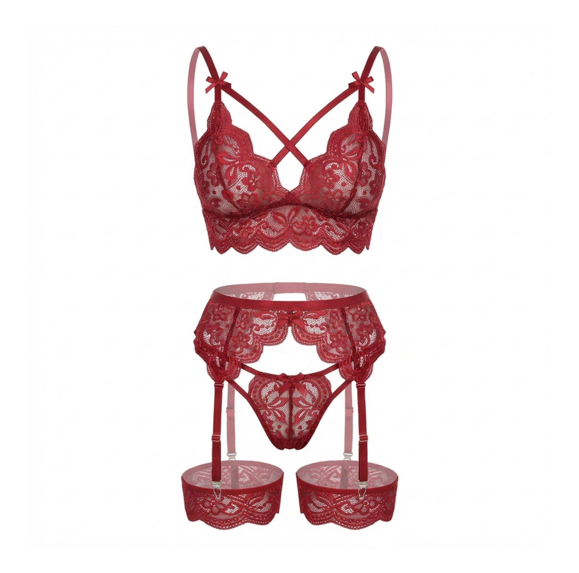 Elegant 4-Piece Lace Lingerie Set - AR UNIVERSALghntshLingerie Sets