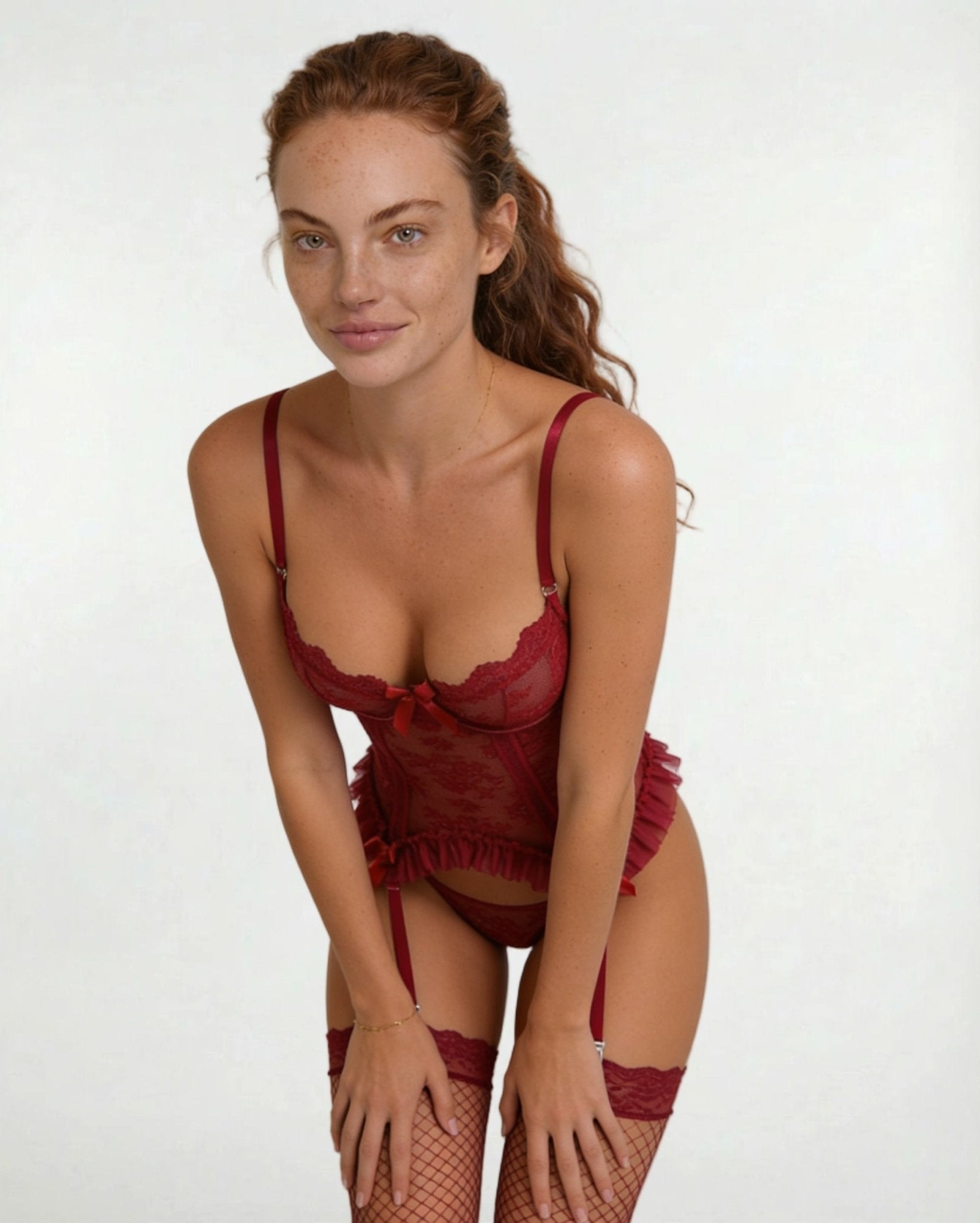 Floral Lace Ruffle Bustier 3 Piece Lingerie Set - AR UNIVERSALAR UNIVERSALLingerie Sets