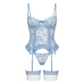Floral Lace Ruffle Bustier 3 Piece Lingerie Set - AR UNIVERSALAR UNIVERSALLingerie Sets