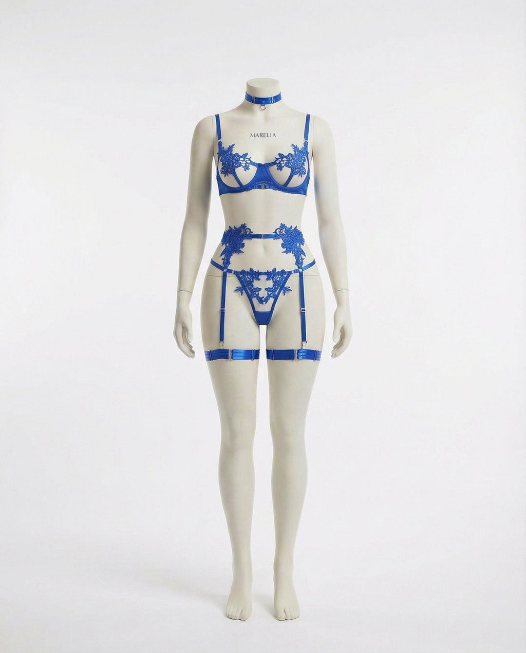 Lace Appliqué Bra G - String And Suspender Set - AR UNIVERSALghntshLingerie Set