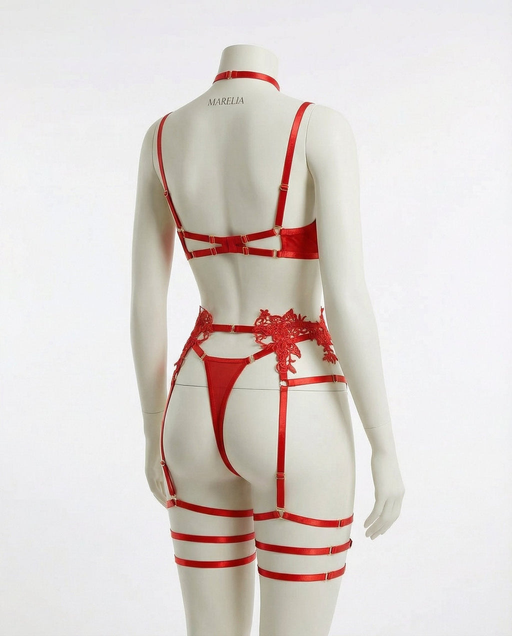 Lace Appliqué Bra G - String And Suspender Set - AR UNIVERSALghntshLingerie Set