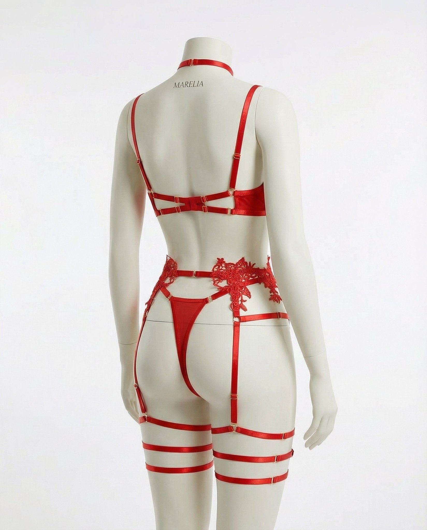 Lace Appliqué Bra G - String And Suspender Set - AR UNIVERSALghntshLingerie Set