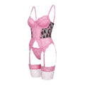 Lace Basque Thong And Stockings Set - AR UNIVERSALAR UNIVERSALLingerie Sets