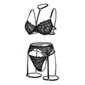 Elegant Lace Lingerie Set: Bra, Brief & Garter Trio - AR UNIVERSALghntshLingerie Set