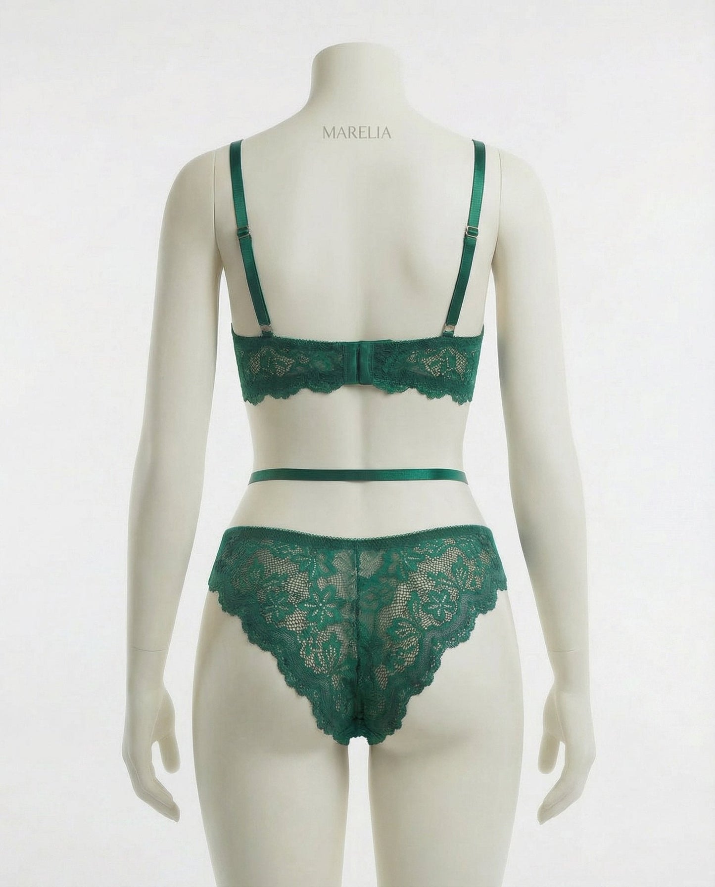 Lace Bra Suspender Belt Brief And Stockings Set