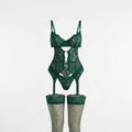 Lace Bra Suspender Belt Brief And Stockings Set - AR UNIVERSALghntshLingerie Set