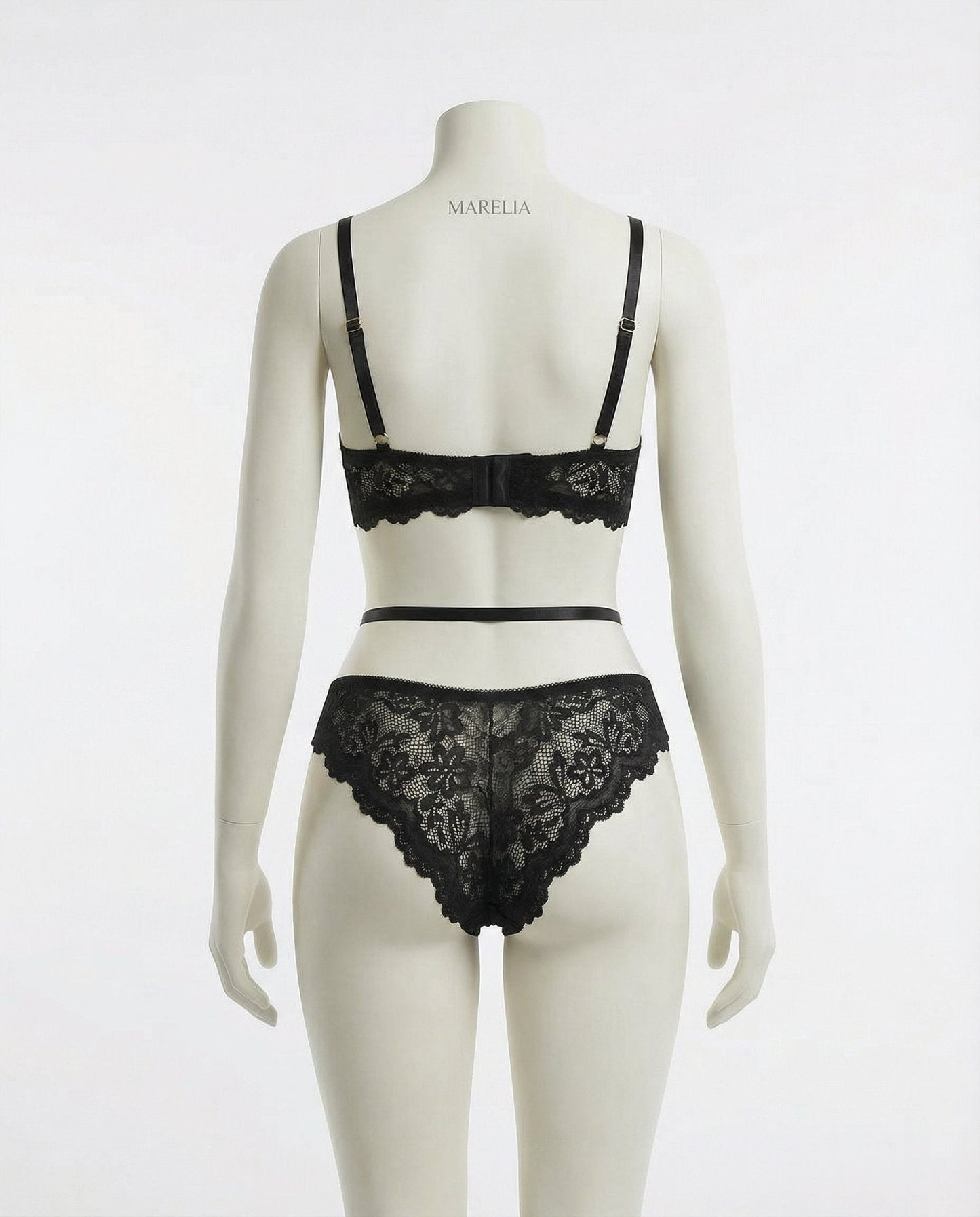 Lace Bra Suspender Belt Brief And Stockings Set