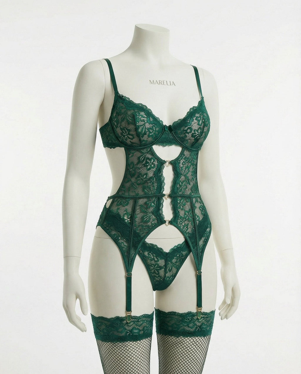 Lace Bra Suspender Belt Brief And Stockings Set - AR UNIVERSALghntshLingerie Set