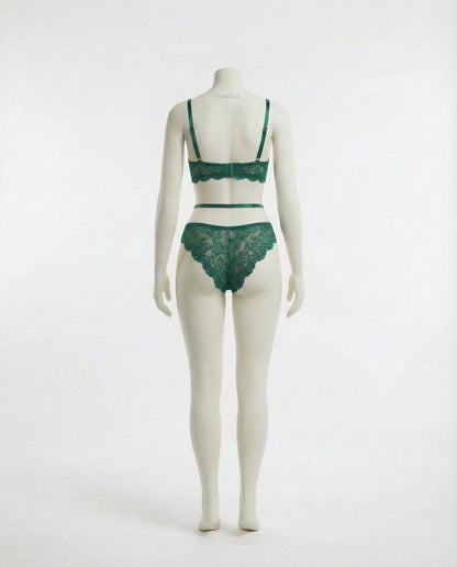 Lace Bra Suspender Belt Brief And Stockings Set