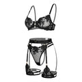 Lace Bra Suspender Belt G - String And Thigh Garter Set - AR UNIVERSALghntshLingerie Set