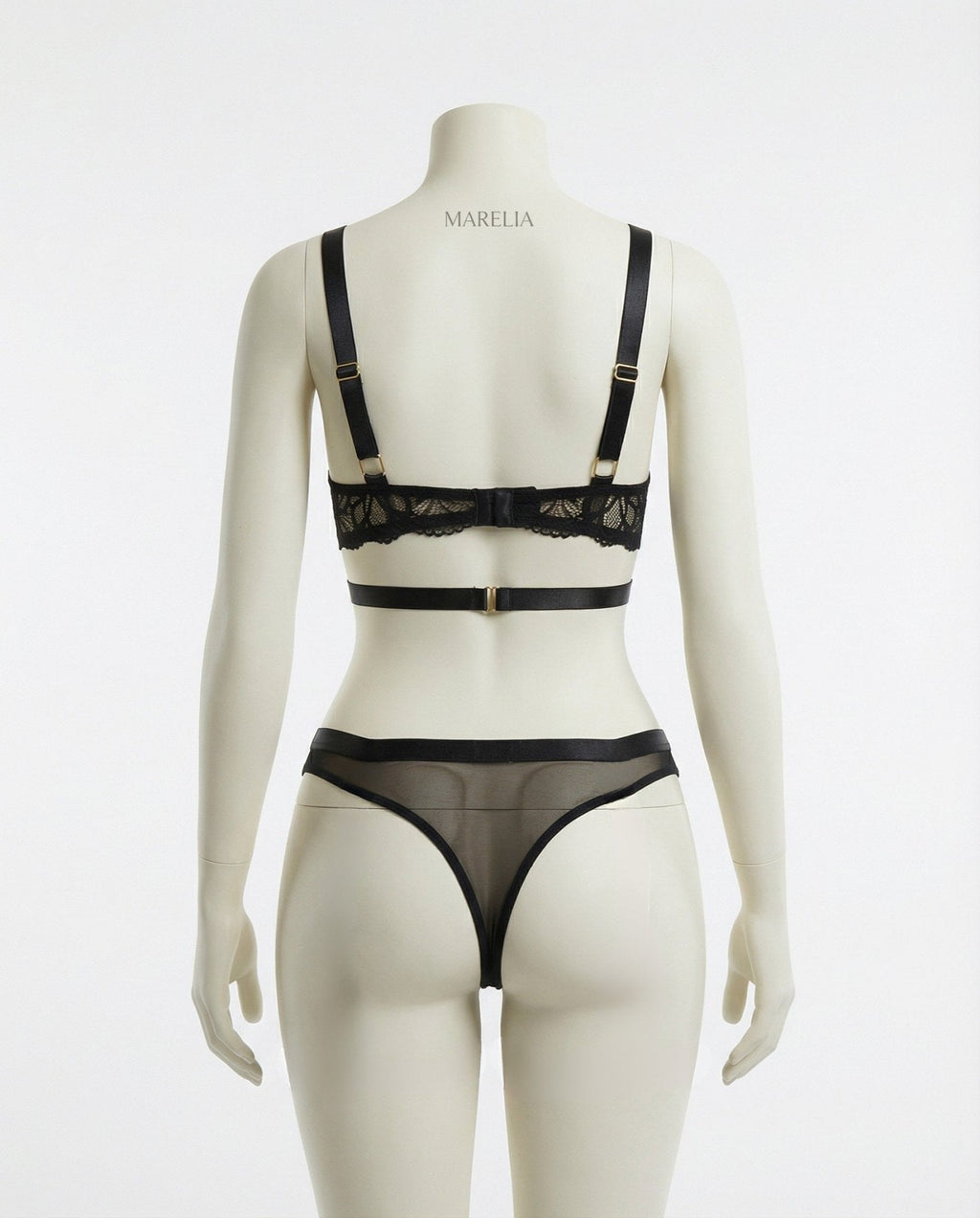 Lace Bra With Body Harness And High Waist Brief Set - AR UNIVERSALAR UNIVERSALLingerie Set