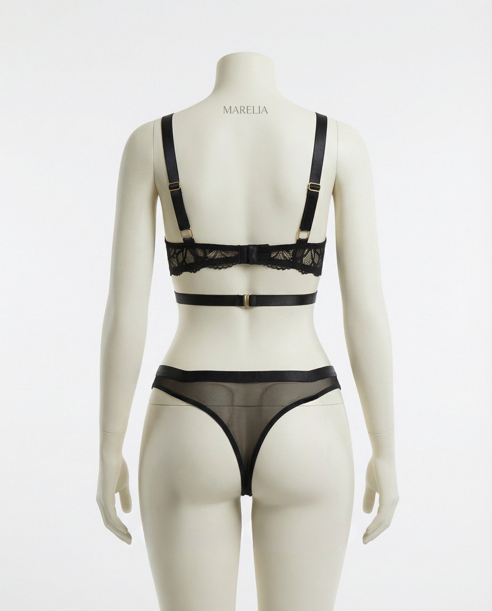Lace Bra With Body Harness And High Waist Brief Set - AR UNIVERSALAR UNIVERSALLingerie Set