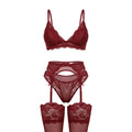 Lace Bralette Garter Belt Stockings Set - AR UNIVERSALAR UNIVERSALLingerie Sets