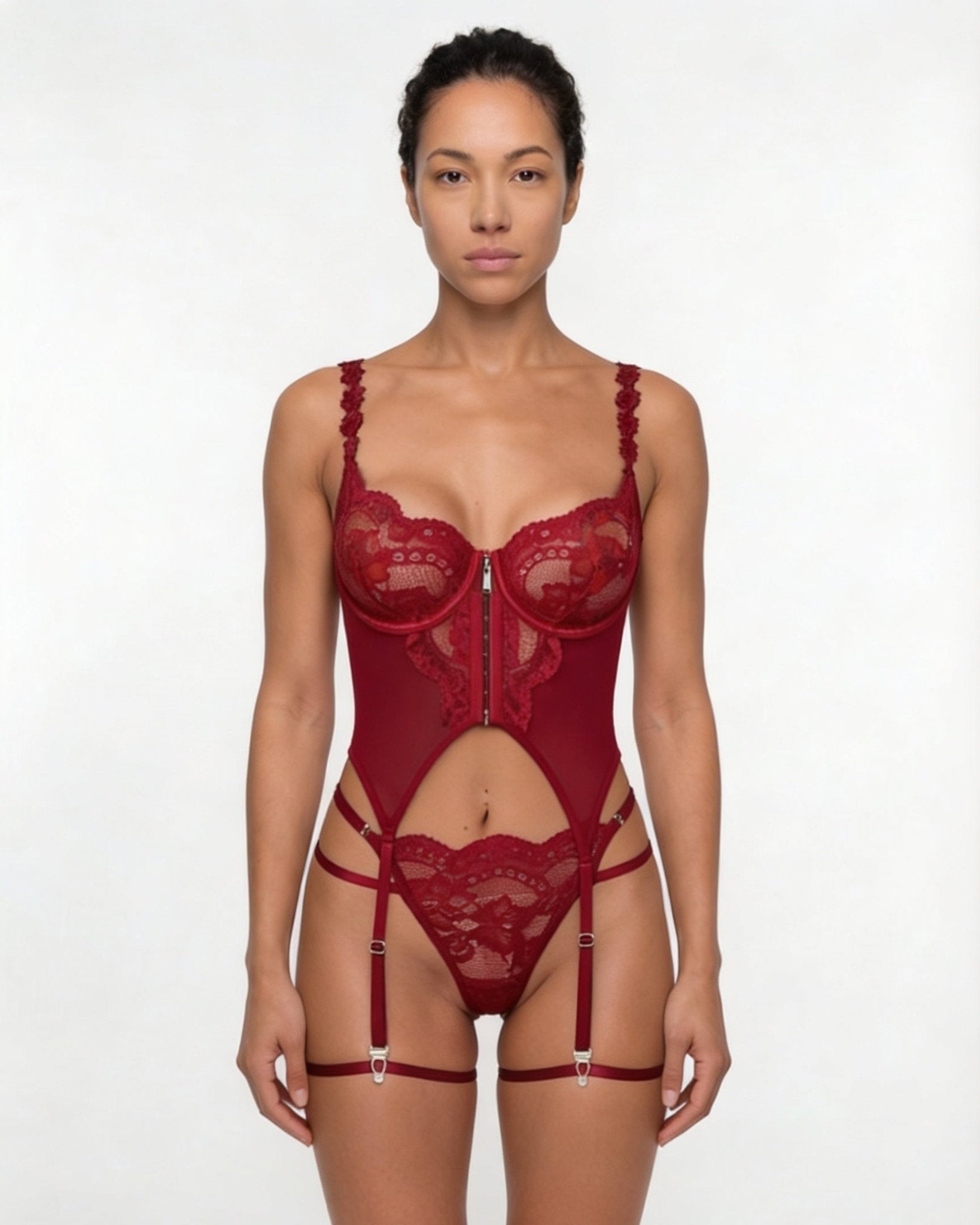 Lace Corset Three Piece Lingerie Set - AR UNIVERSALghntshLingerie Sets
