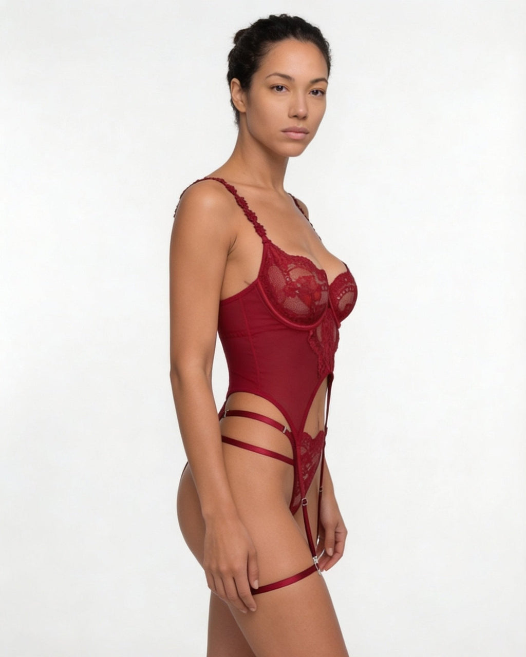 Lace Corset Three Piece Lingerie Set - AR UNIVERSALghntshLingerie Sets