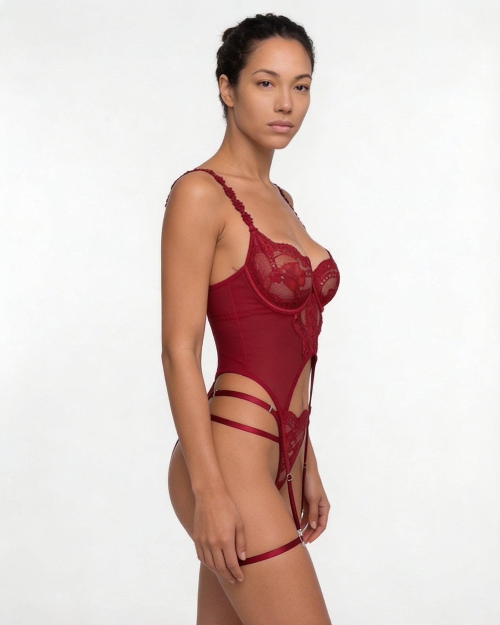 Lace Corset Three Piece Lingerie Set - AR UNIVERSALghntshLingerie Sets