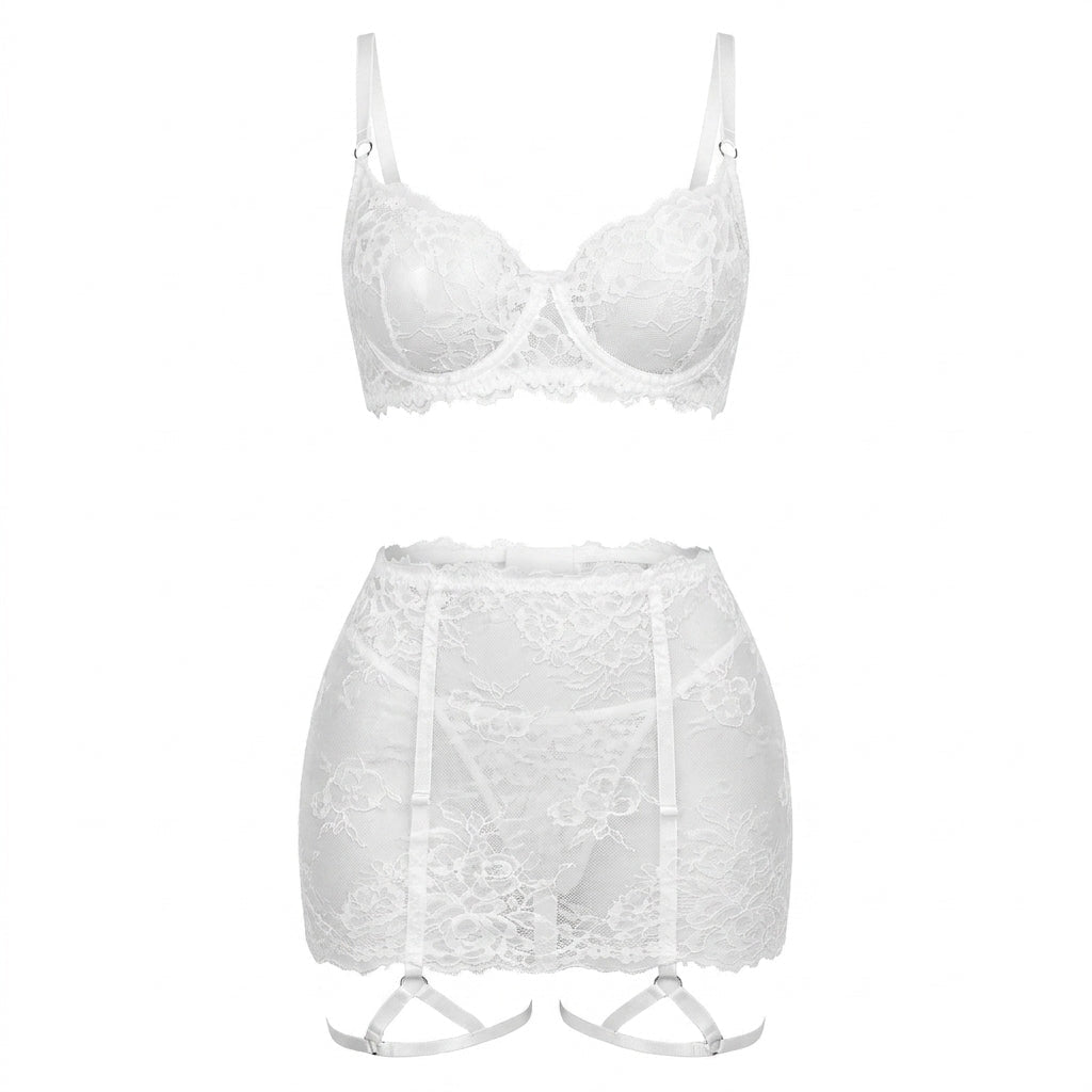 Lace Skirt Four Piece Lingerie Set - AR UNIVERSALAR UNIVERSALLingerie Sets