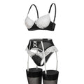 Lace Trim Balconette Bra 4 Piece Lingerie Set - AR UNIVERSALghntshLingerie Sets