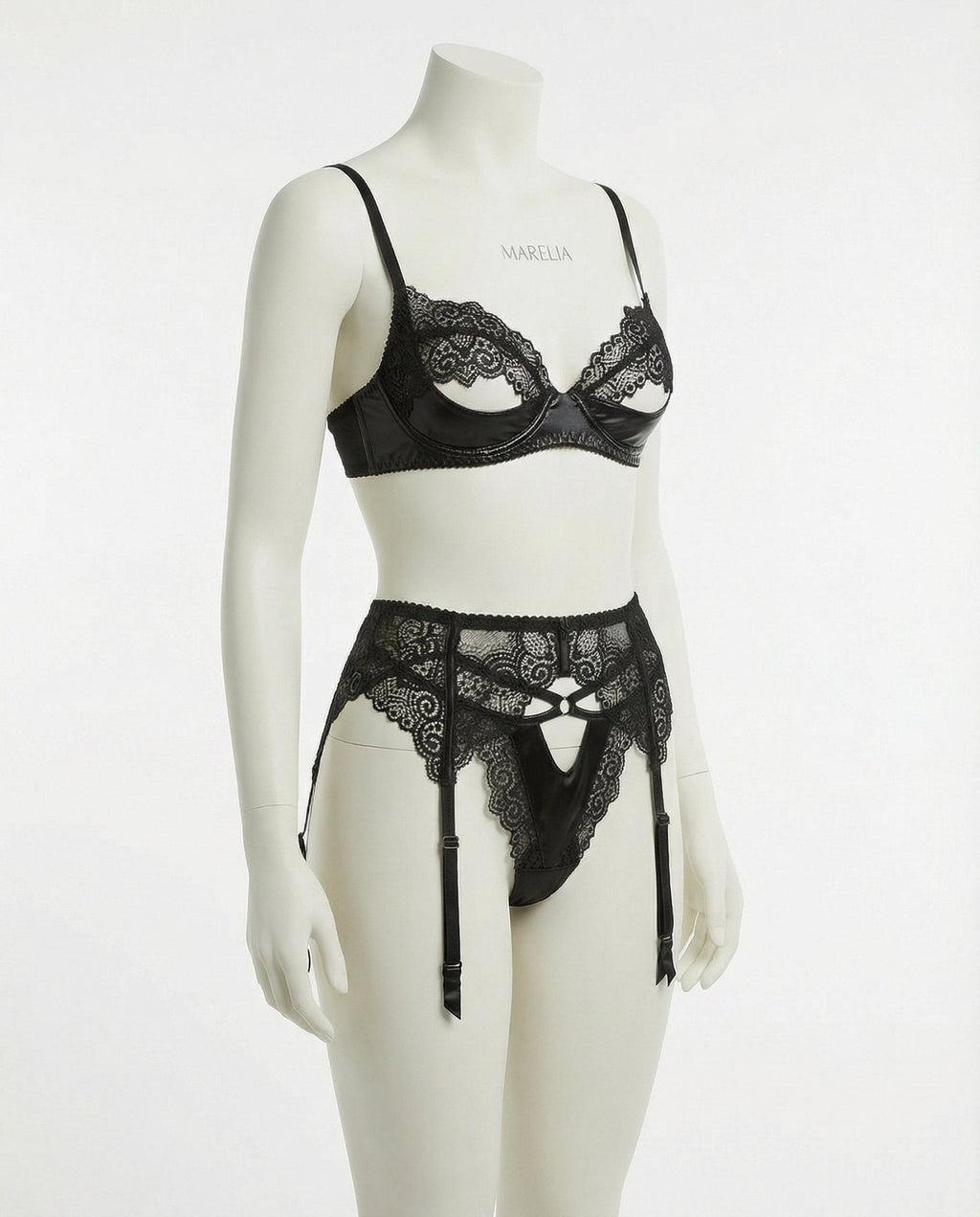 Lace Trim Bra And Suspender Belt Set - AR UNIVERSALAR UNIVERSALLingerie Set