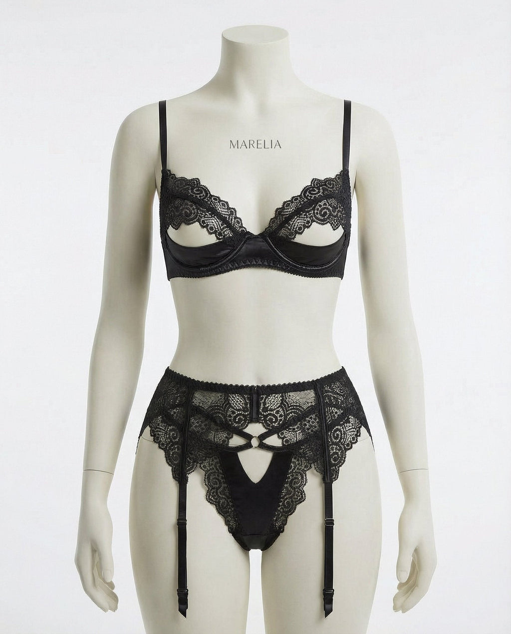 Lace Trim Bra And Suspender Belt Set - AR UNIVERSALAR UNIVERSALLingerie Set