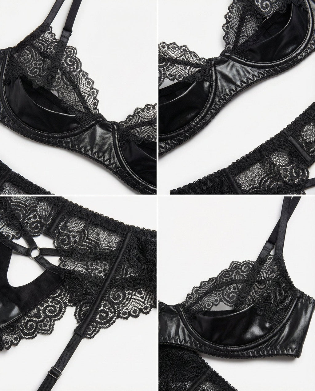 Lace Trim Bra And Suspender Belt Set - AR UNIVERSALAR UNIVERSALLingerie Set