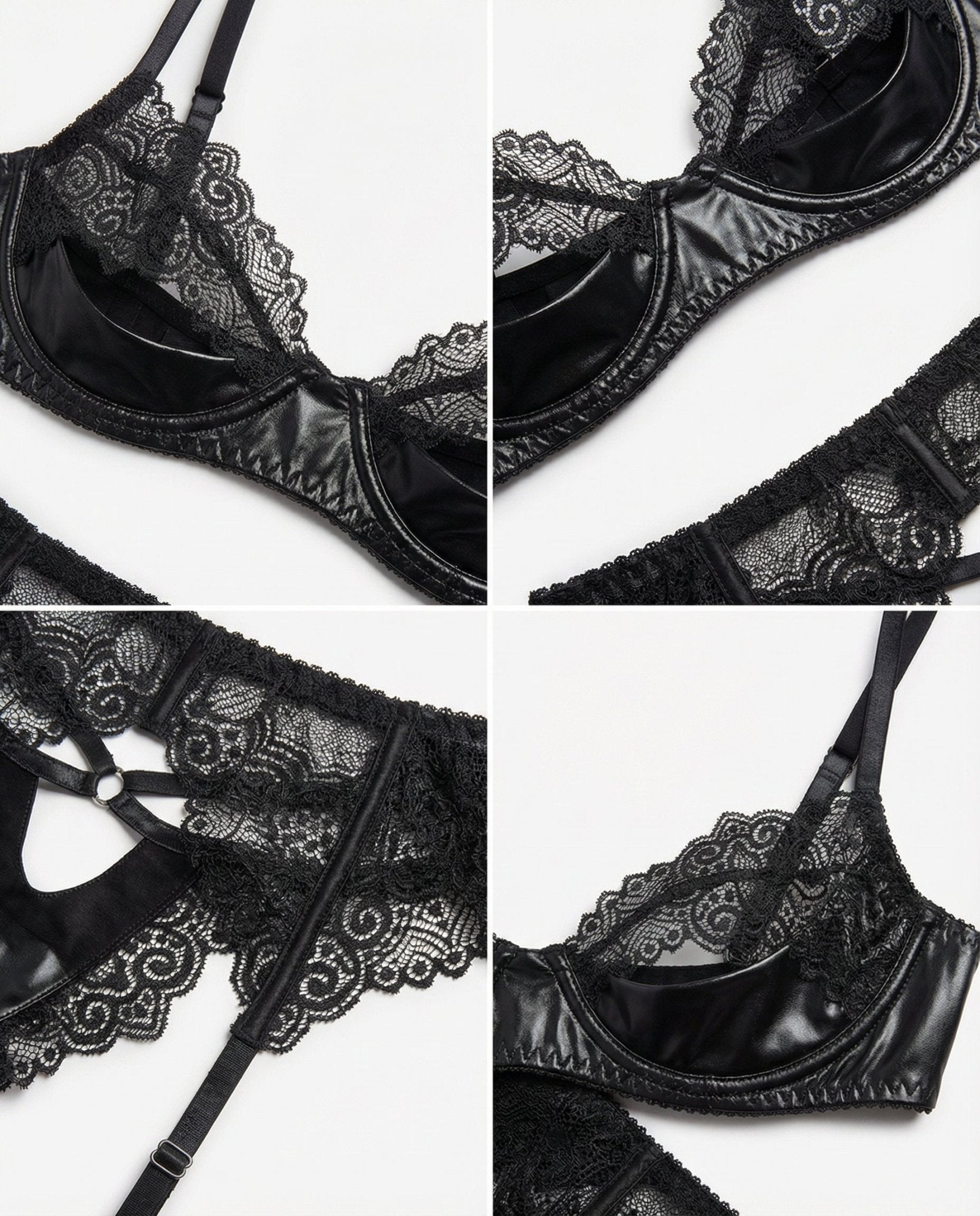 Lace Trim Bra And Suspender Belt Set - AR UNIVERSALAR UNIVERSALLingerie Set