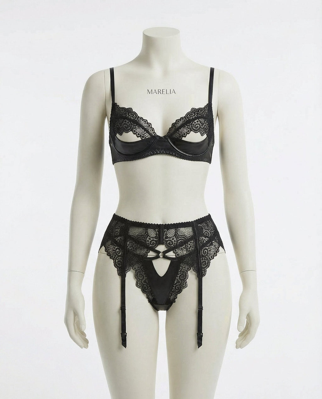 Lace Trim Bra And Suspender Belt Set - AR UNIVERSALAR UNIVERSALLingerie Set