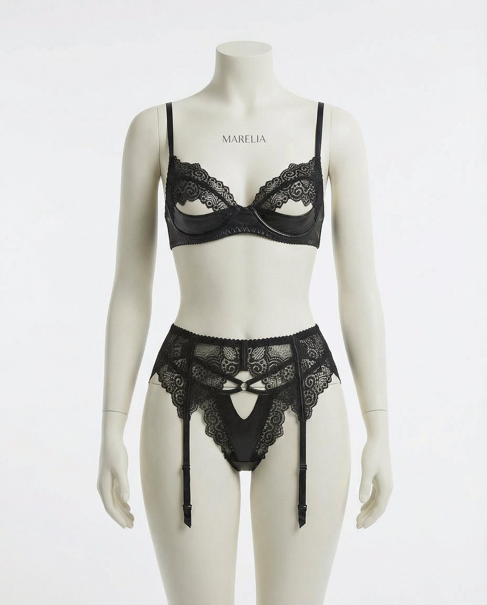 Lace Trim Bra And Suspender Belt Set - AR UNIVERSALAR UNIVERSALLingerie Set