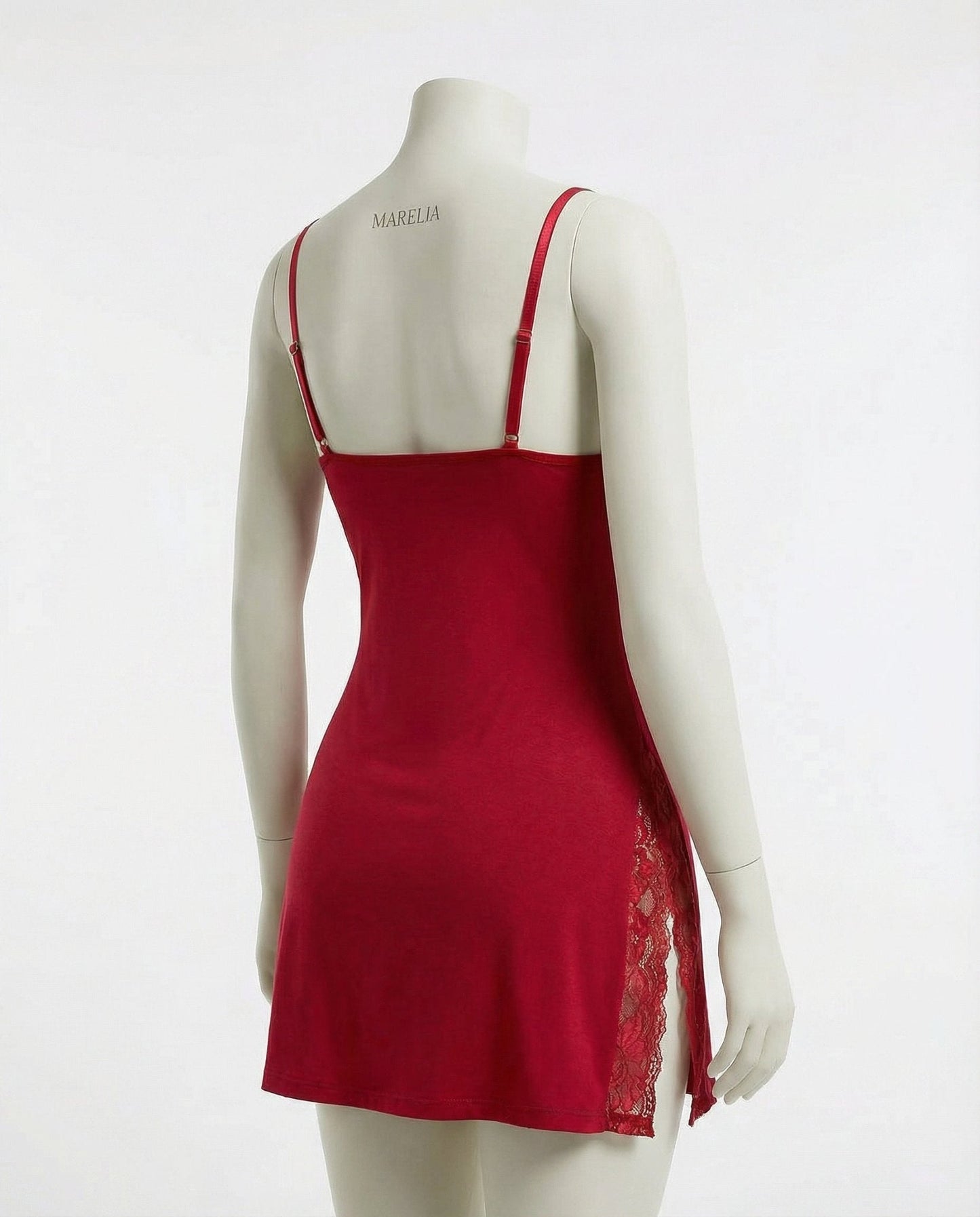 Lace Trim Chemise With High Side Slits