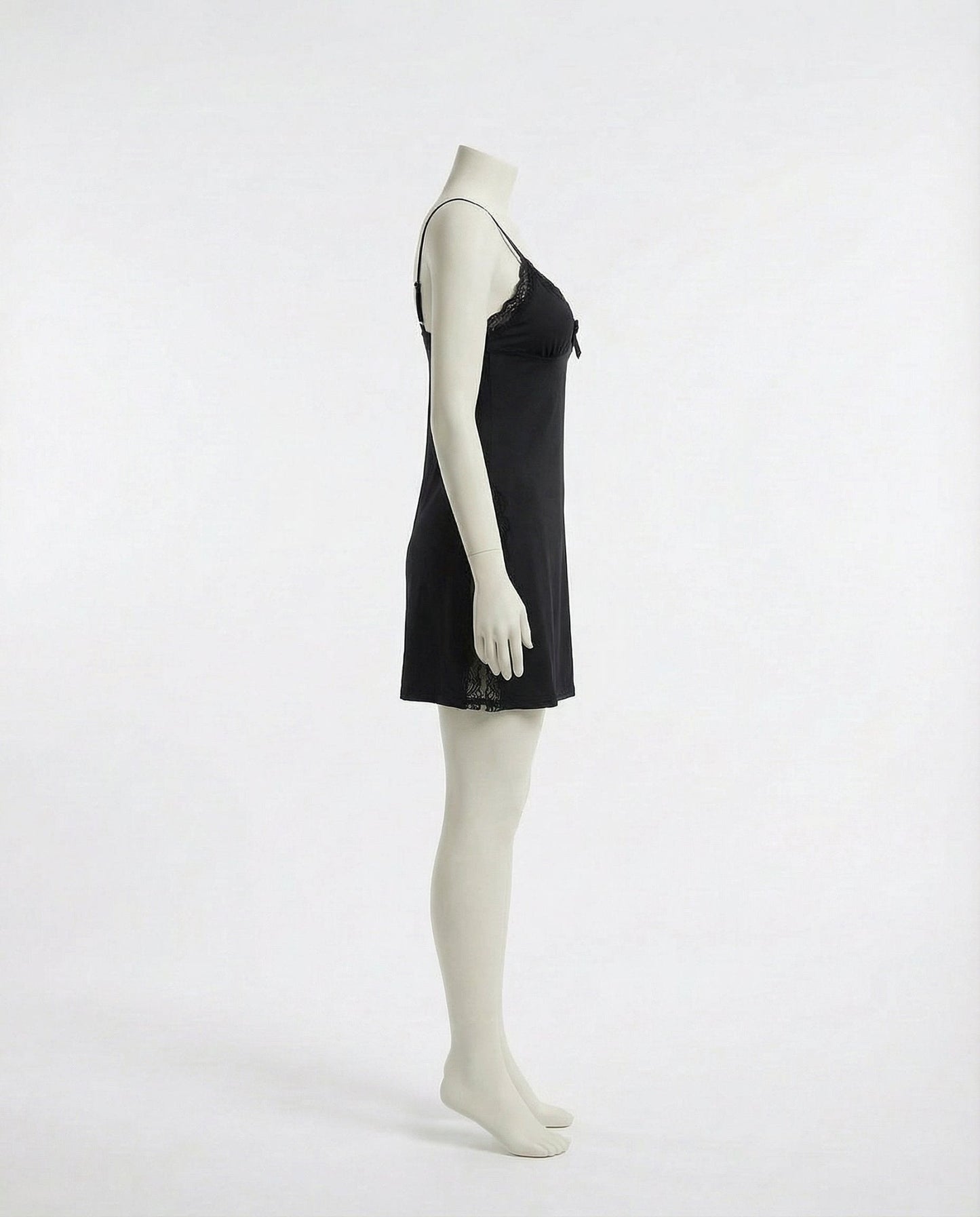 Lace Trim Chemise With High Side Slits