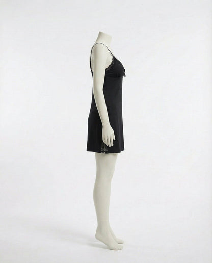 Lace Trim Chemise With High Side Slits