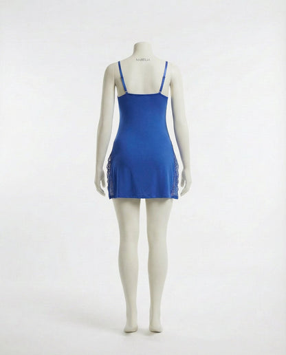 Lace Trim Chemise With High Side Slits