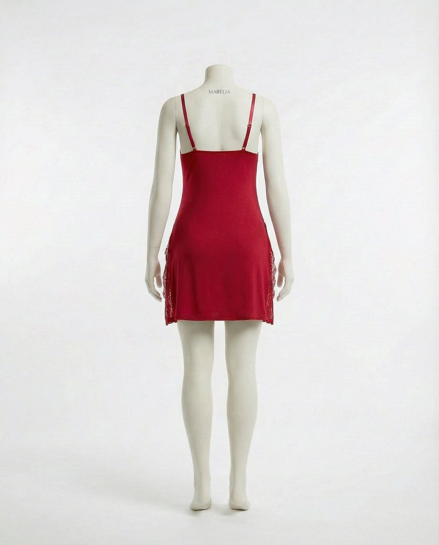 Lace Trim Chemise With High Side Slits