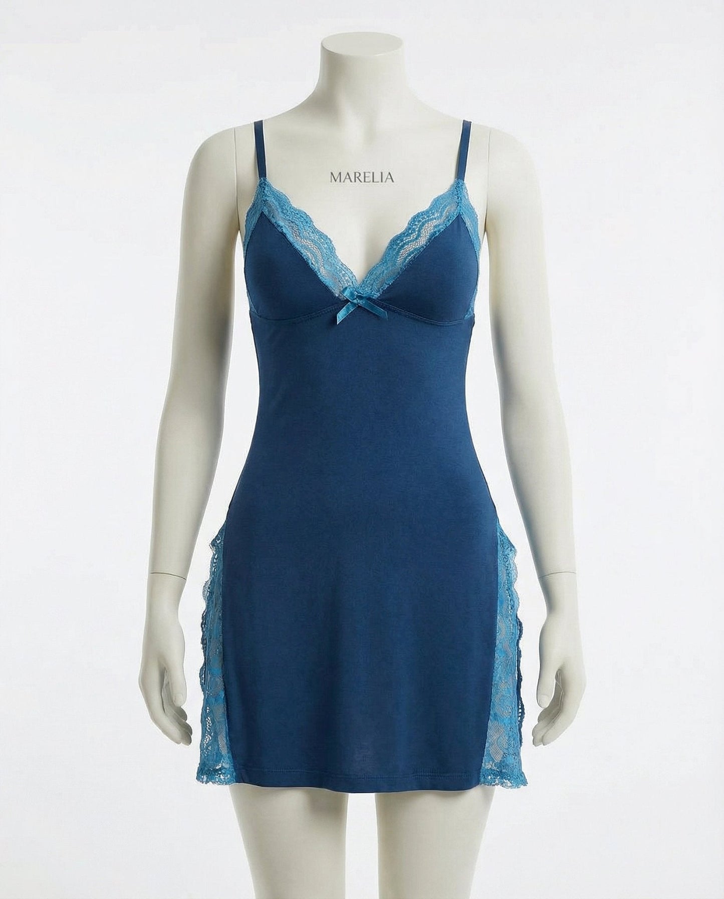 Lace Trim Chemise With High Side Slits