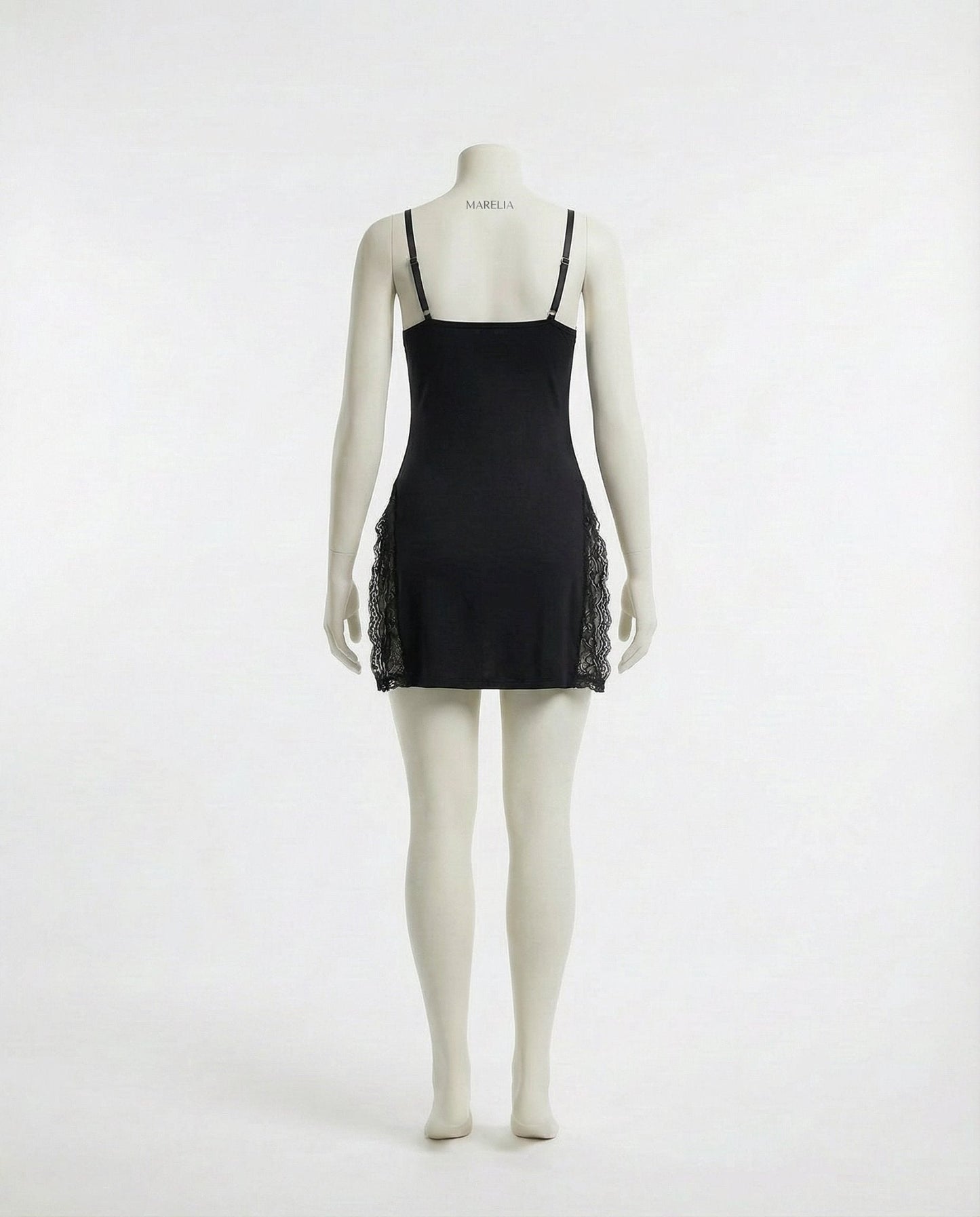 Lace Trim Chemise With High Side Slits